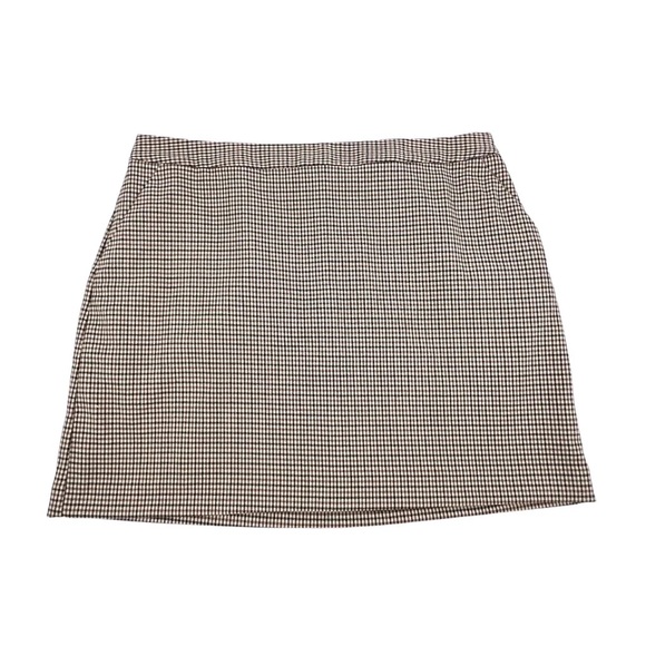 Mango MNG Pencil Skirt Womens Size XXL Beige Gray Houndstooth Plaid Academia - Picture 1 of 10